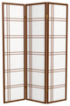 6' Tall Double Cross Shoji Screen, Walnut, 3 Panels
