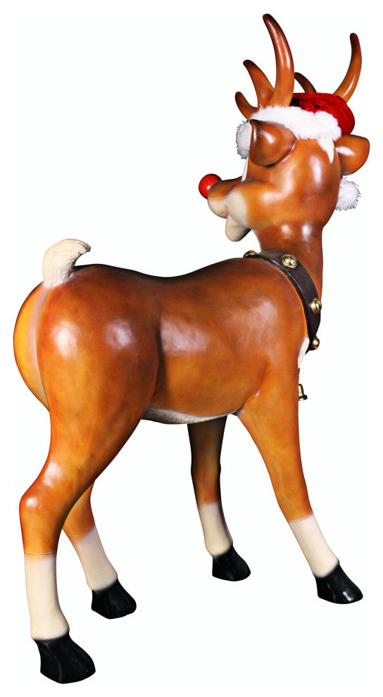 Santa's Christmas Red-Nosed Reindeer Statue