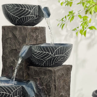 Natural Leaf Textured 4-Tier Resin Fountain