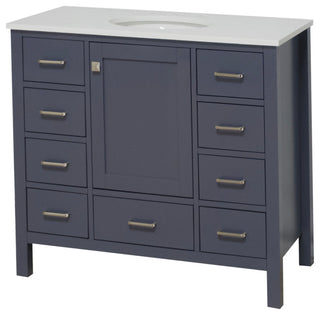 Horizon 42" Bathroom Vanity, Marine Gray, Engineered White