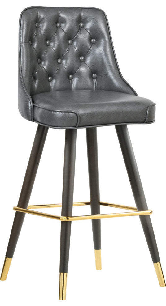 Portnoy Faux Leather Upholstered Bar Stool, Set of 2, Grey