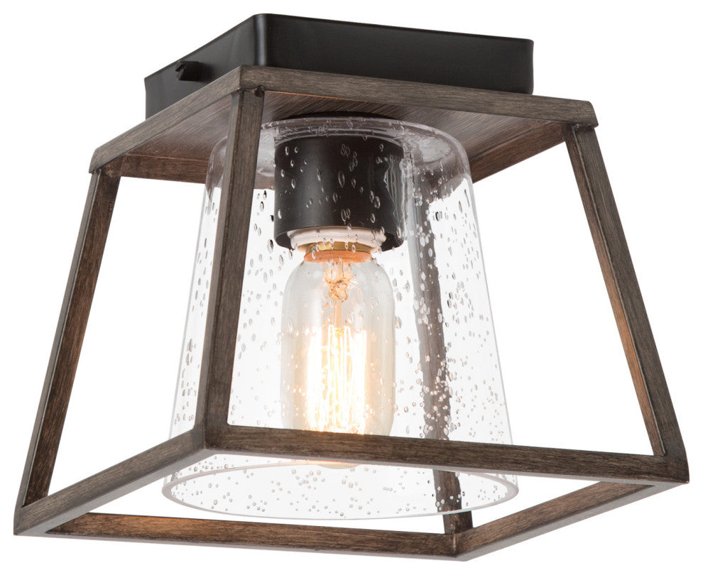 LNC Modern 1-Light Trapezoidal Flush Mount Light With Seeded Glass Shade