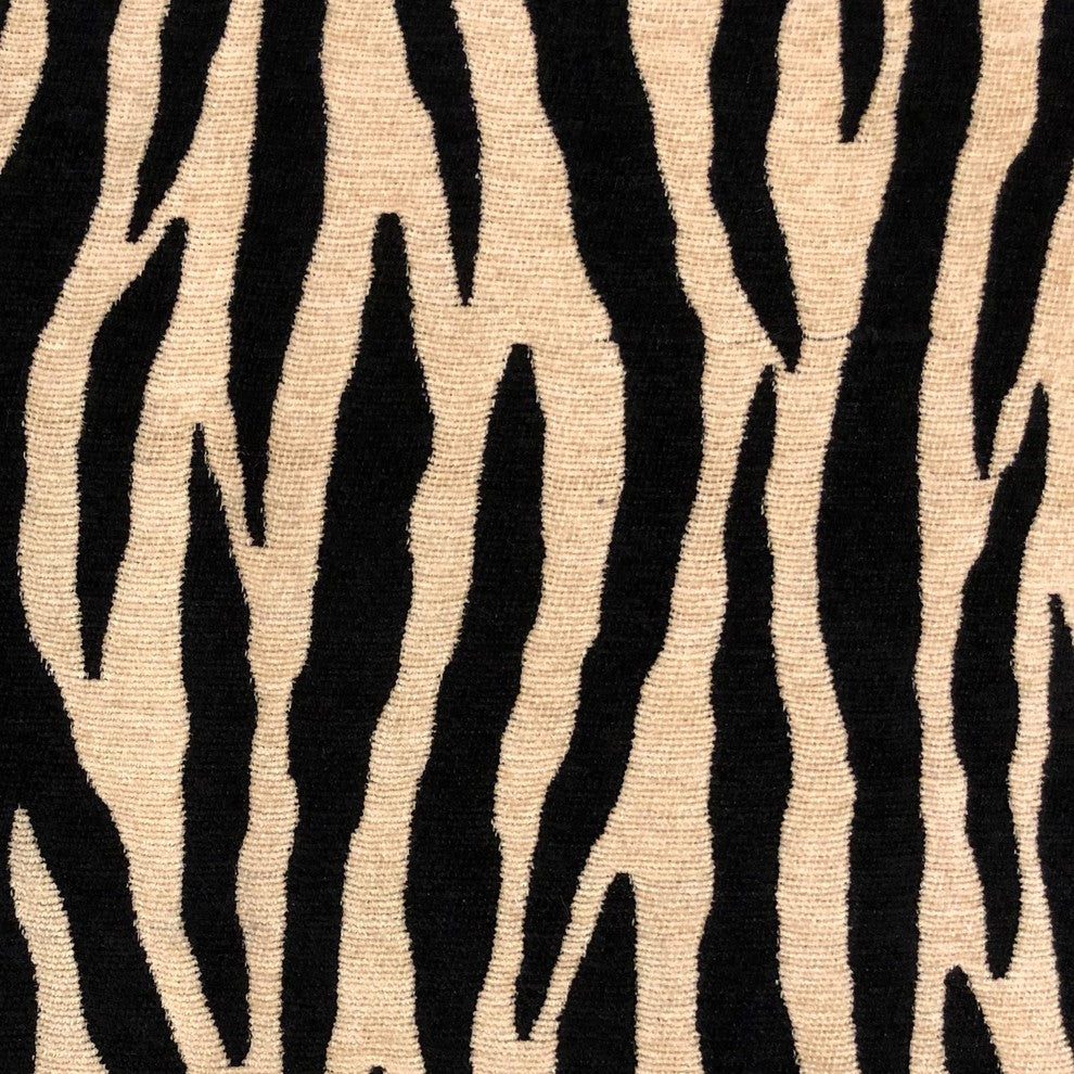 Zippy Zebra Black and Beige Luxury Throw Pillow, 24"x24"