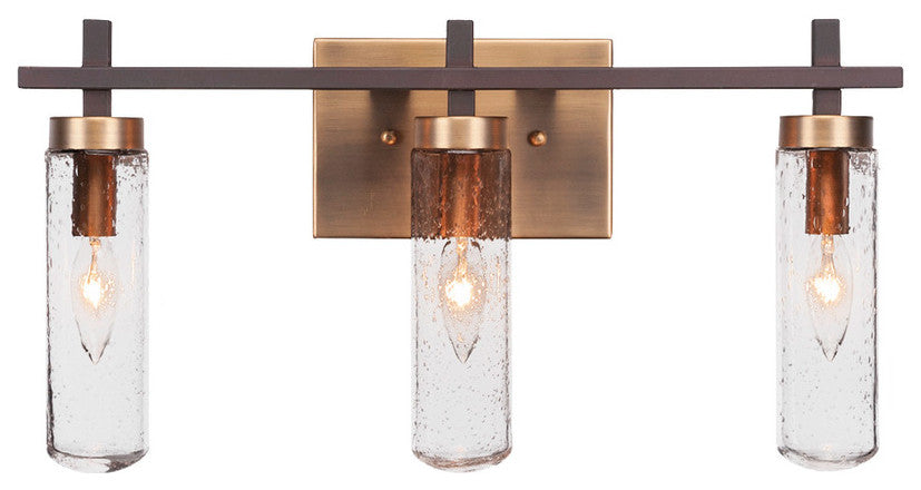 Salinda 3-Light Bath Bar, Espresso & Brass/Clear Bubble