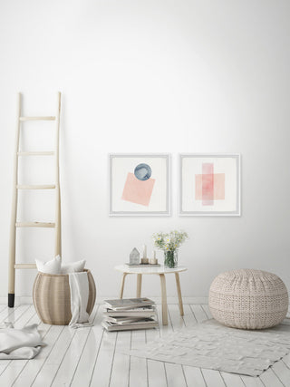 Peaches and Shapes Diptych, 24"x12"