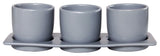 Lilac Planter Set with Tray, Grey