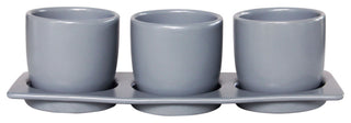 Lilac Planter Set with Tray, Grey
