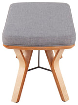 Folia Bench, Natural Wood, Light Gray Fabric