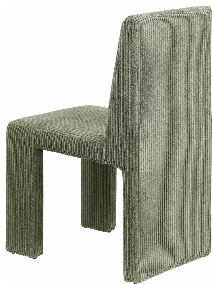 Benson Upholstered Dining Chair, Green, Microsuede Corduroy