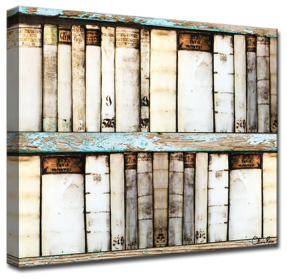 Ready2Hangart Vintage Bookshelf By Olivia Rose Canvas Art, 12" Hx16" W