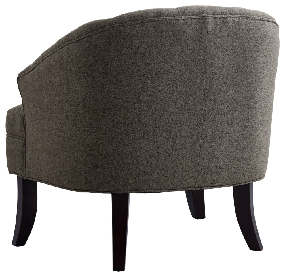 Rocco Linen Barrel Diamond Tufted Accent Chair, Charcoal
