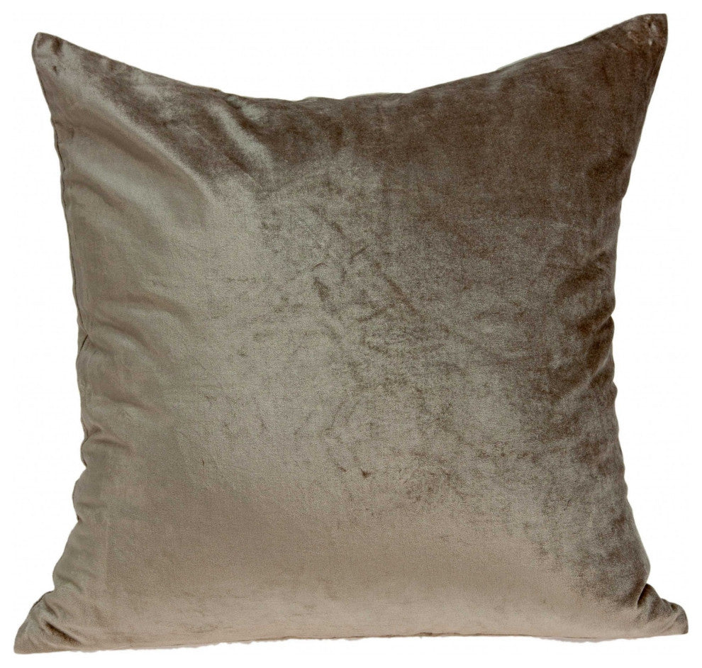 20" X 7" X 20" Transitional Taupe Solid Pillow Cover With Down Insert