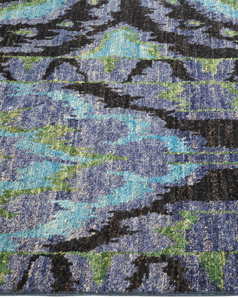 Modern, One-of-a-Kind Hand-Knotted Area Rug Blue, 2'7"x10'3"