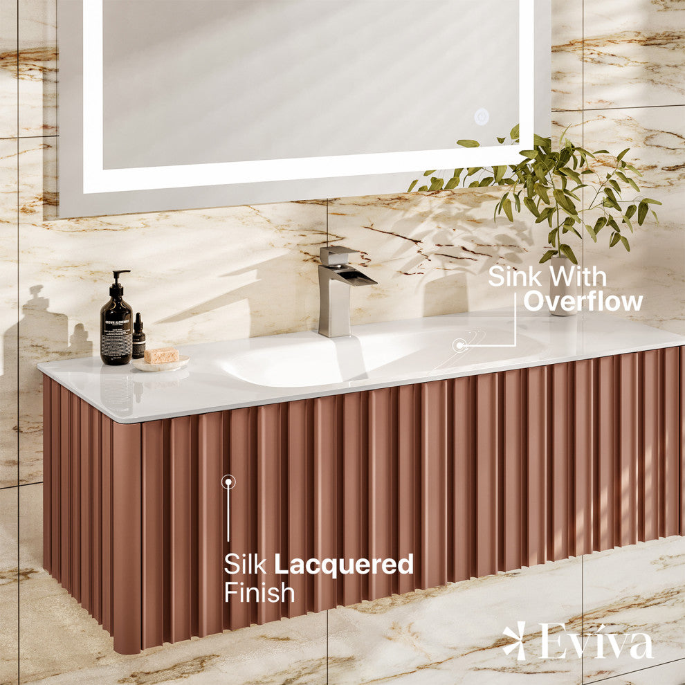Eviva Dolce Vita 48 Blush Wall Mount Vanity With Solid Surface Integrated Sink