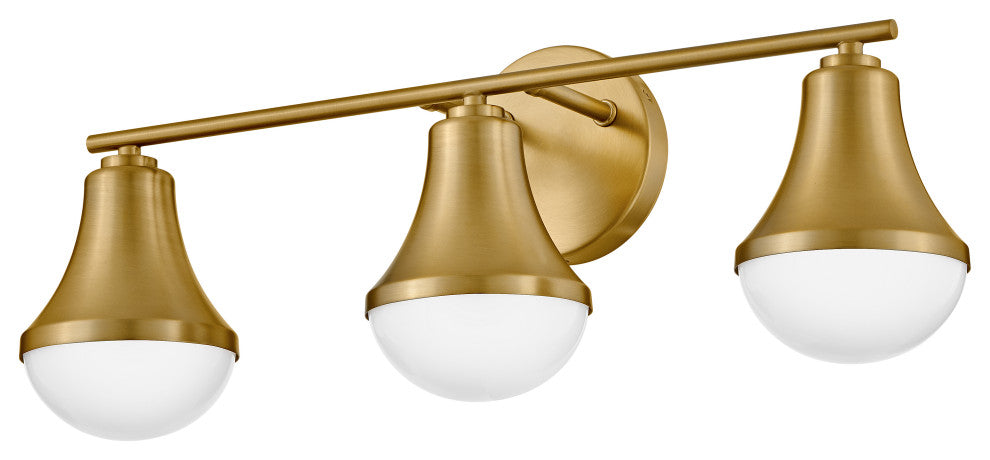 Lark Haddie 24" Modern Three-Light Bath Vanity, Lacquered Brass