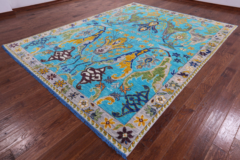 9' 2" X 11' 11" Turkish Oushak Handmade Wool Rug - Q15003