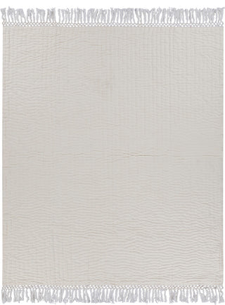 Solid Ivory Throw Blanket With Fringe
