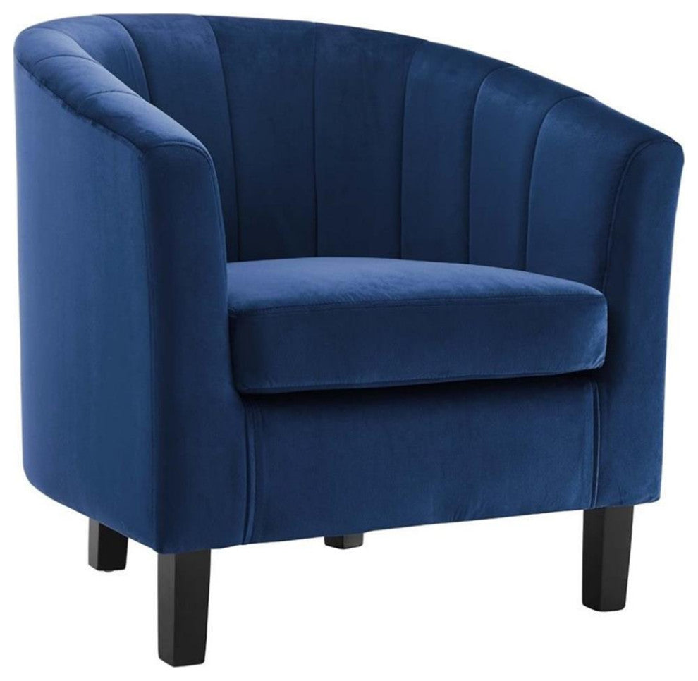 Prospect Channel Tufted Performance Velvet Armchair Set of 2-Navy
