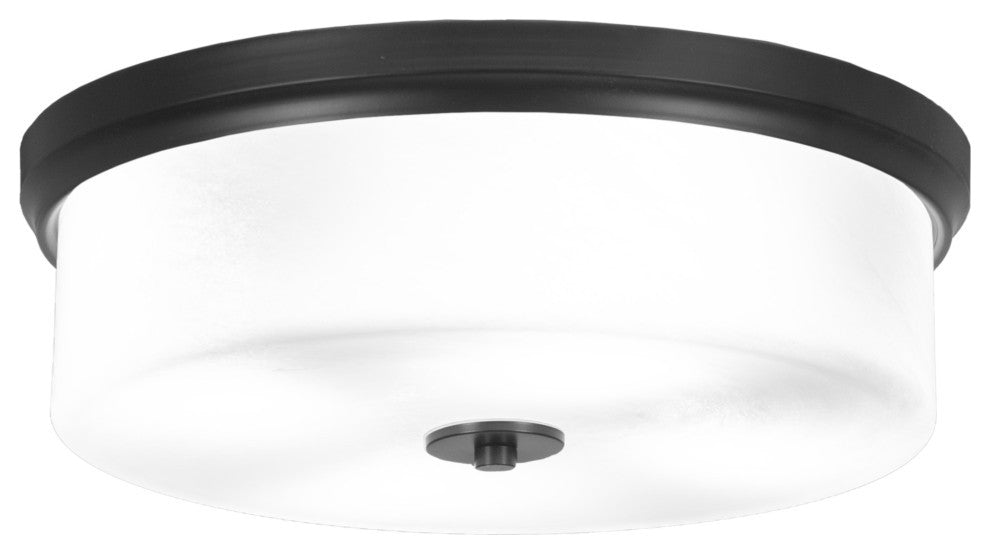 17" 4-Light Flush Mount Light, Matte Black, White Marble Glass