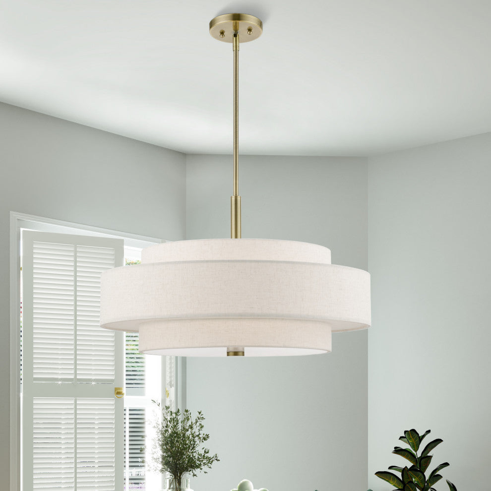 Monroe 5-Light Antique Brass Pendant Chandelier