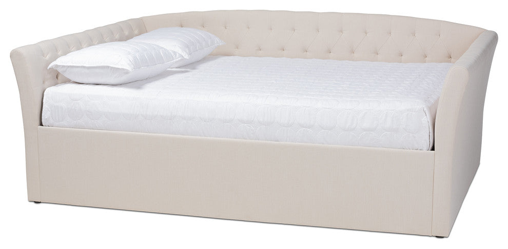 Qintal Fabric Upholstered Queen Size Daybed, Beige