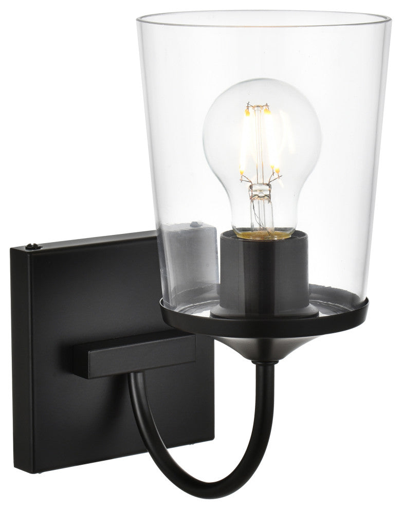 1 Light Black And Clear Bath Sconce