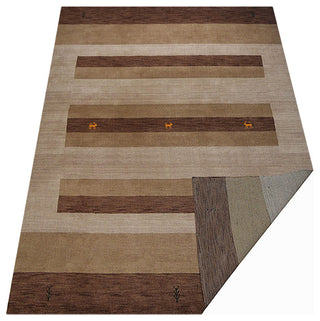 HAND KNOTTED LOOM WOOL ECO-FRIENDLY AREA RUGS  - Brown Light Beige,Contemporary