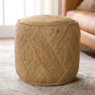 Vibe Living Lenore Handmade Solid Tan Cube Pouf