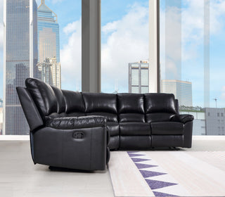 Andrew Leather Air Powered Reclining Contemporary Sectional Black