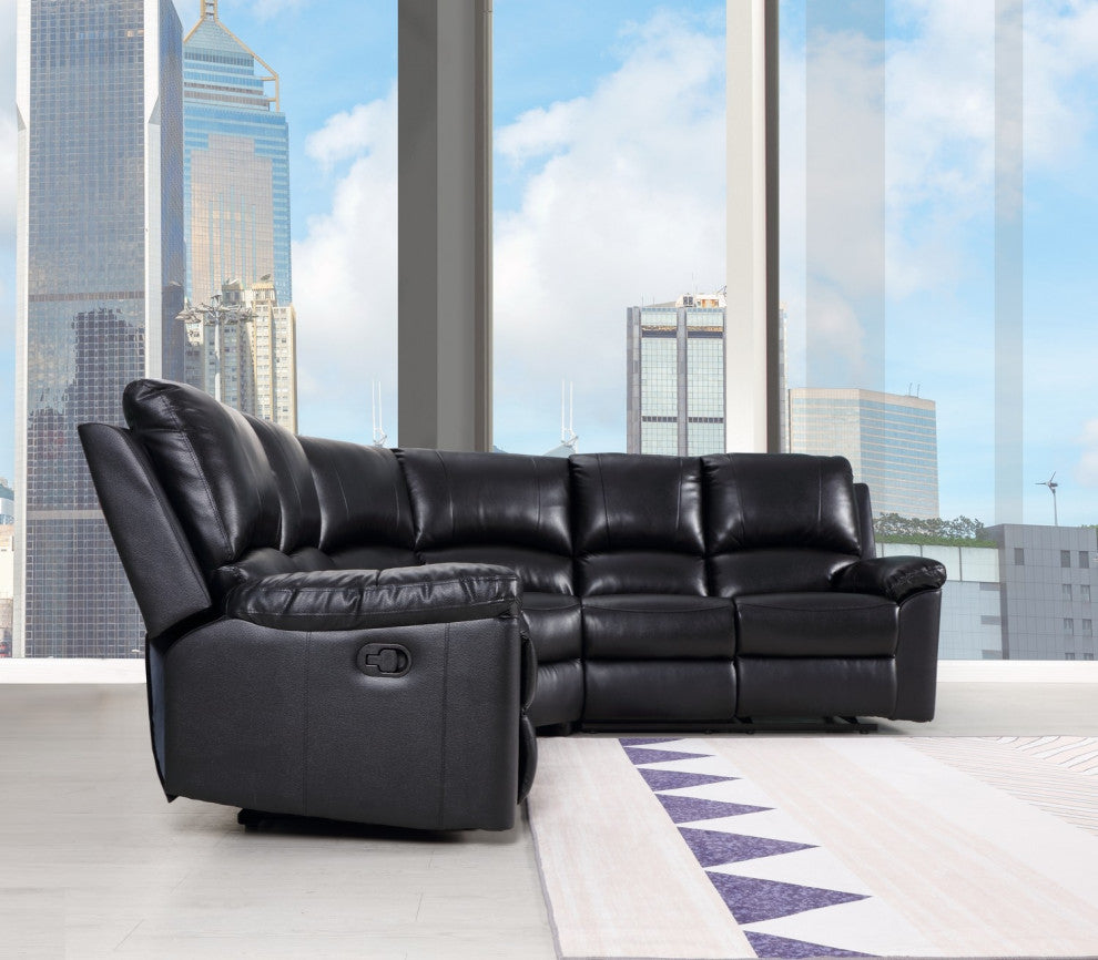 Andrew Leather Air Powered Reclining Contemporary Sectional Black