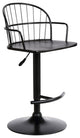 Black Wood and Metal Adjustable Curve Back Bar Stool
