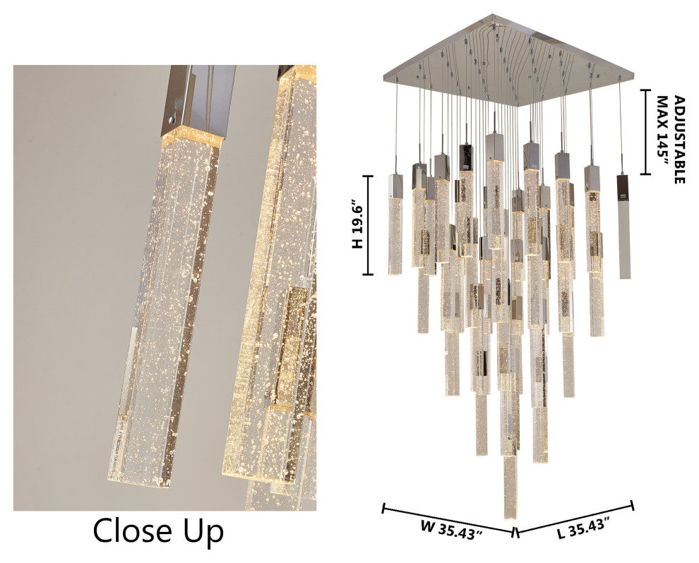 Crystal Cascade Multi-Light Pendant, Chrome
