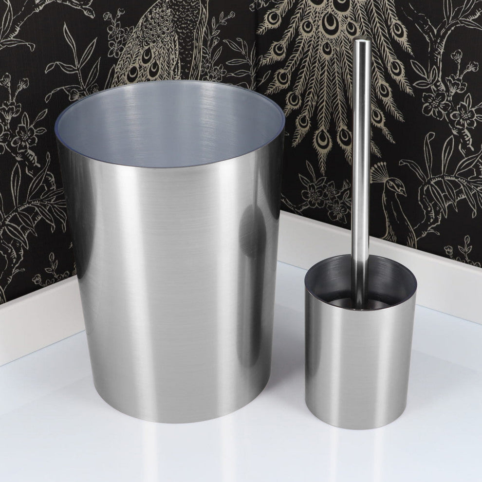 Toilet Brush and Holder Set NOUMEA Silver Brushed Aluminum