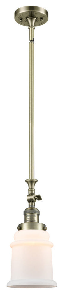 Canton 1-Light Mini Pendant, Antique Brass, Matte White