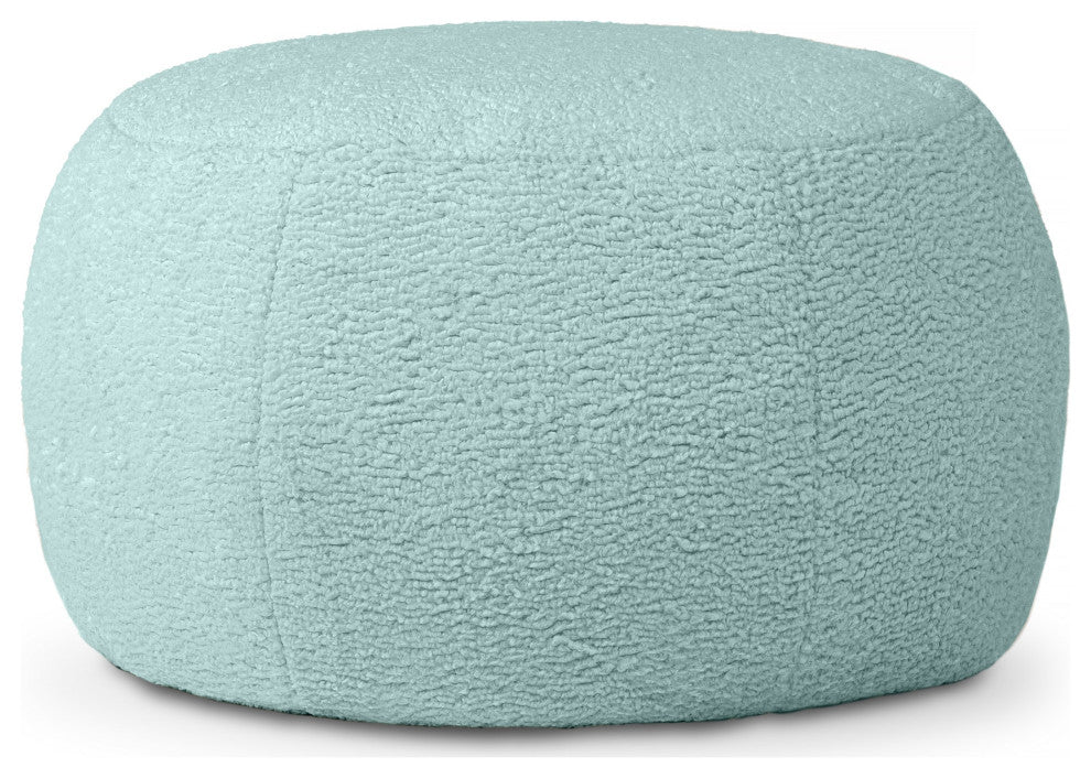 Jaxx Ellis Ottoman Shearling Faux-Lamb Plush Pouf, Mineral Green, Large
