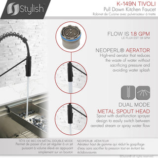 STYLISH Single Handle Pull-Down Dual Mode Kitchen Faucet, Matte Black