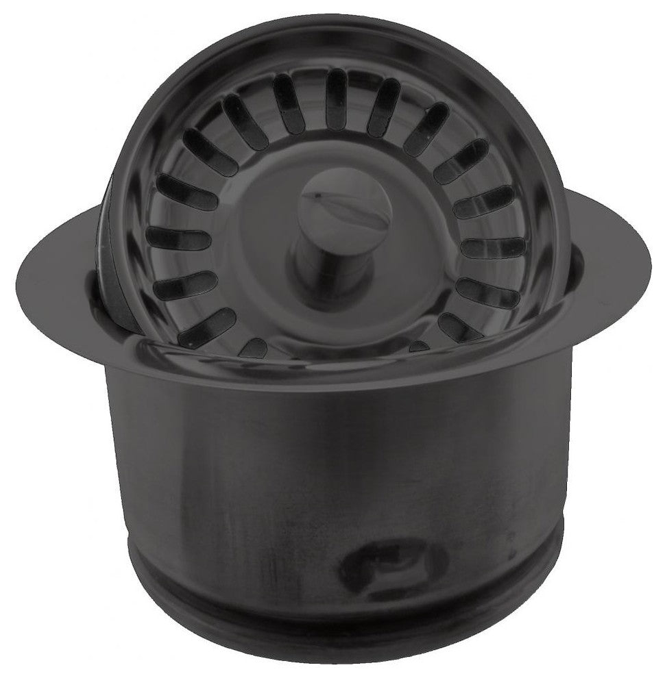 3-Bolt Mount Style Extra-Deep Disposal Flange And Strainer, Powder Coated Black