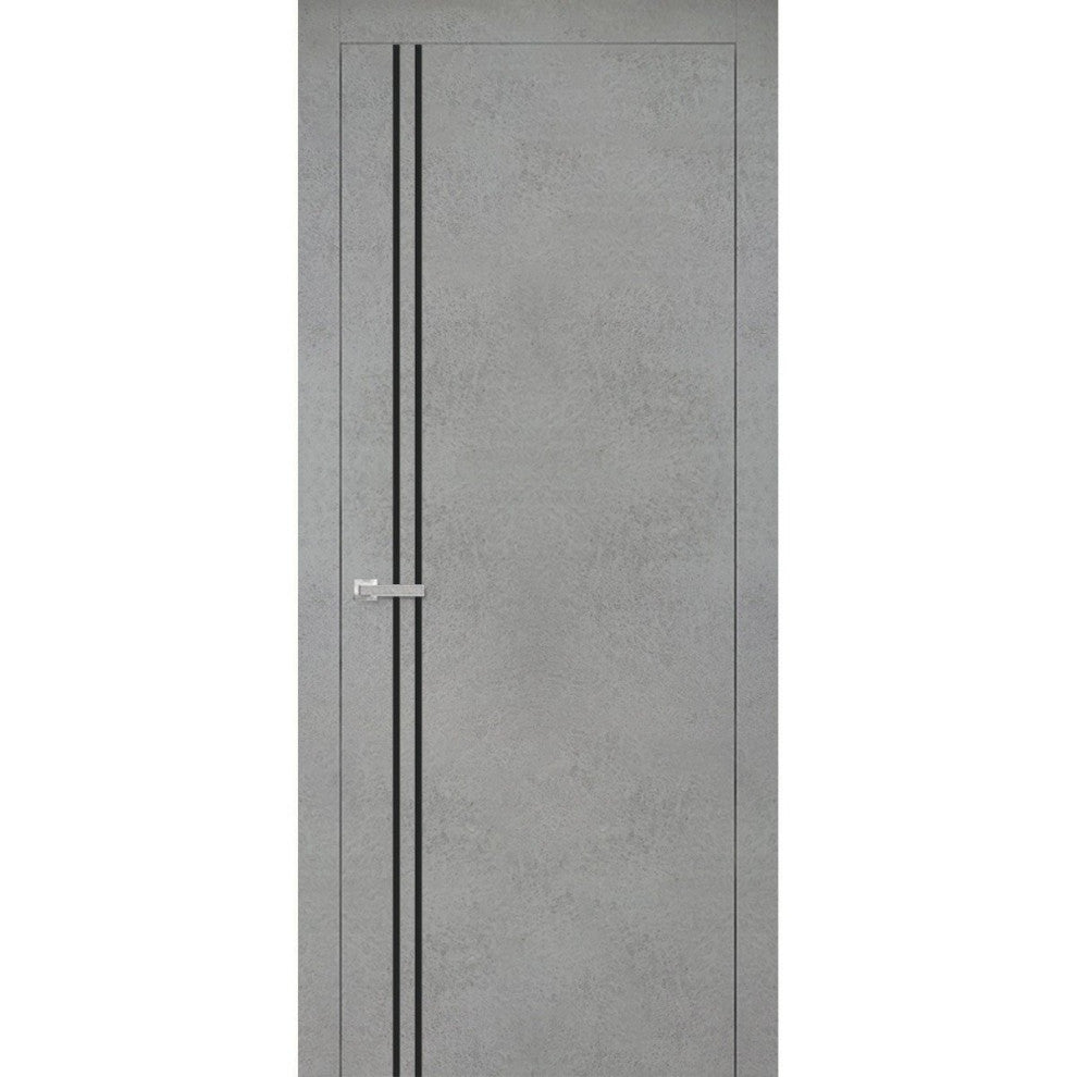 Solid French Door 18 x 80 | Planum 0016 Concrete with| Bathroom