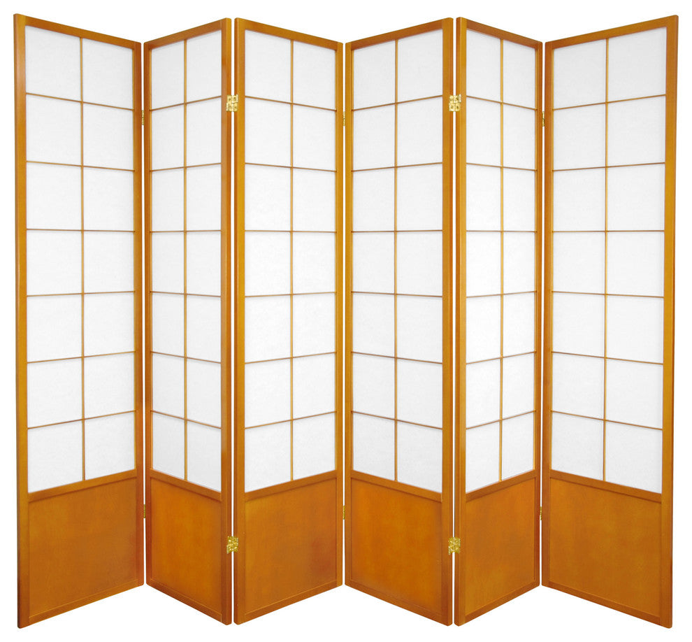 6' Tall Zen Shoji Screen, Honey, 6 Panels