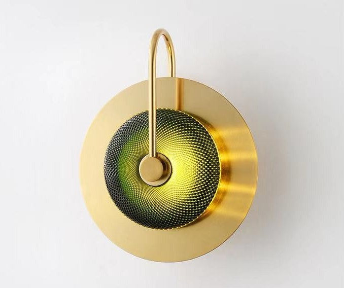 Albacete | Modern LED Industrial Style Wall Lamp, Gold + Green, 1 Light