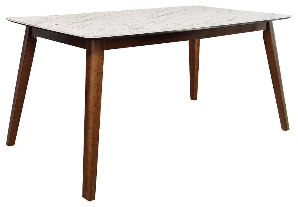 Rectangular Dining Table, White and Natural Walnut