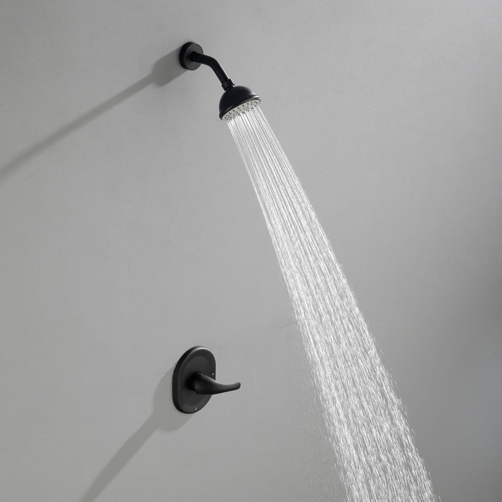 Wellfor Shower Faucet Set With Single-Spray Clean Shower Head, Matte Black