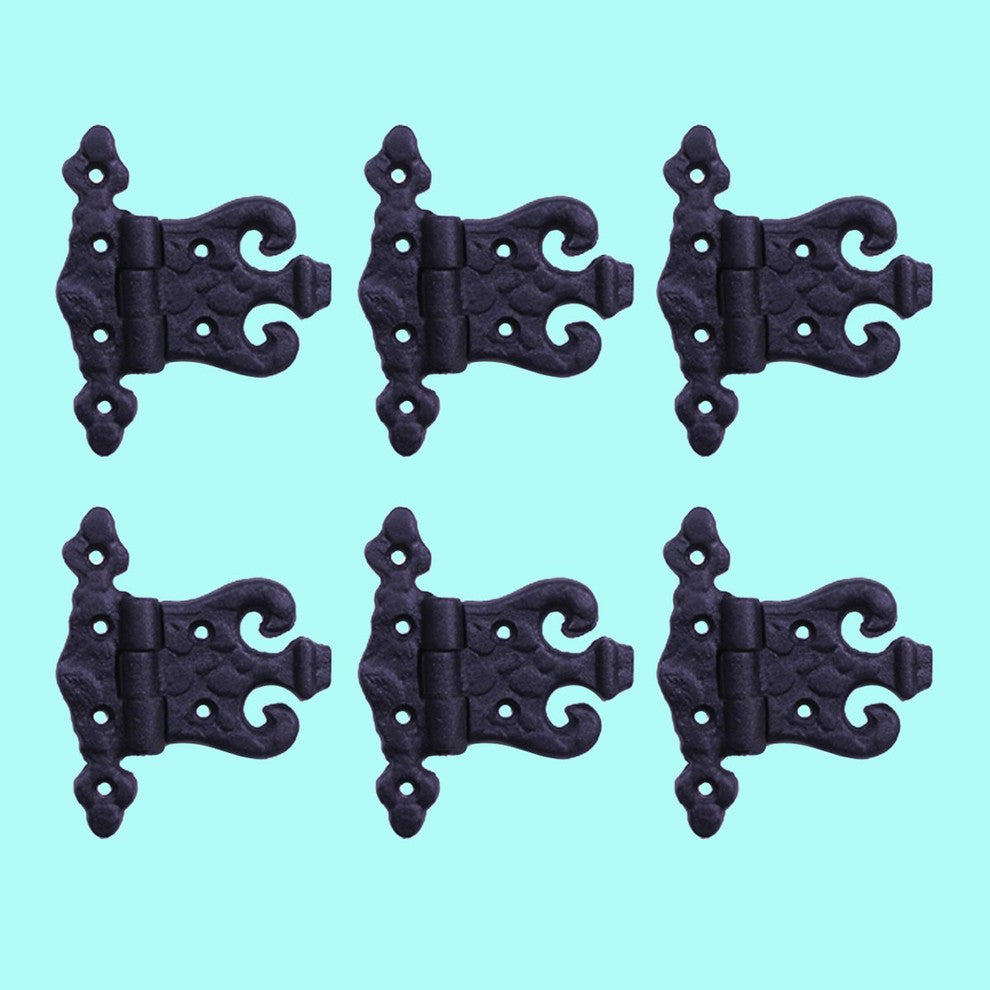 Cabinet Hinge Black Iron Rustproof Finish Set of 6