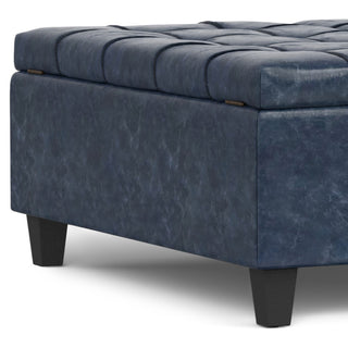 Harrison Large Square Coffee Table Storage Ottoman, Denim Blue