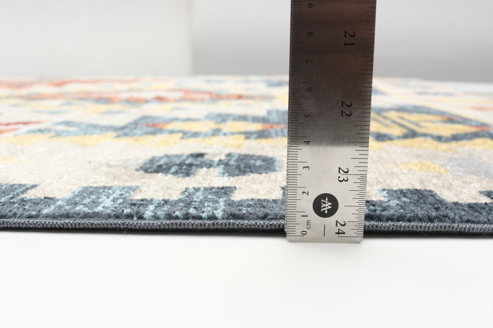 Aqua Mosaic Area Rug, Taupe/Copper, 6'x9'