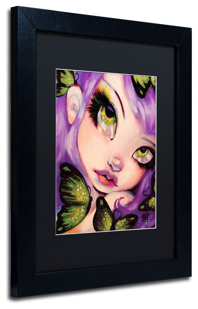 Natasha Wescoat 'Green Eyed Violet' Art, Black Frame, Black Mat, 11x14