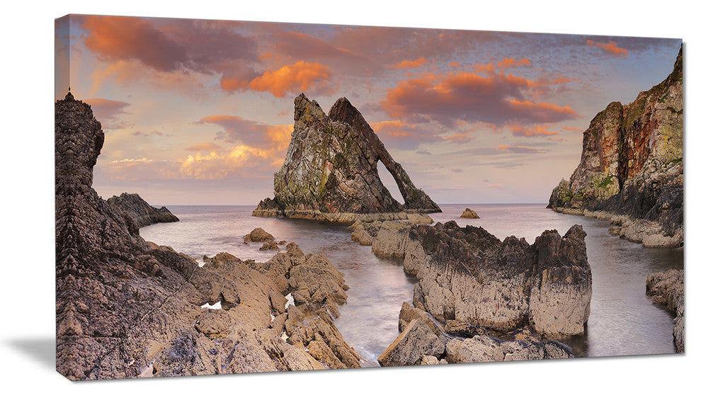 "Bow Fiddle Rock Scotland" Seashore Canvas Art, 32"x16"