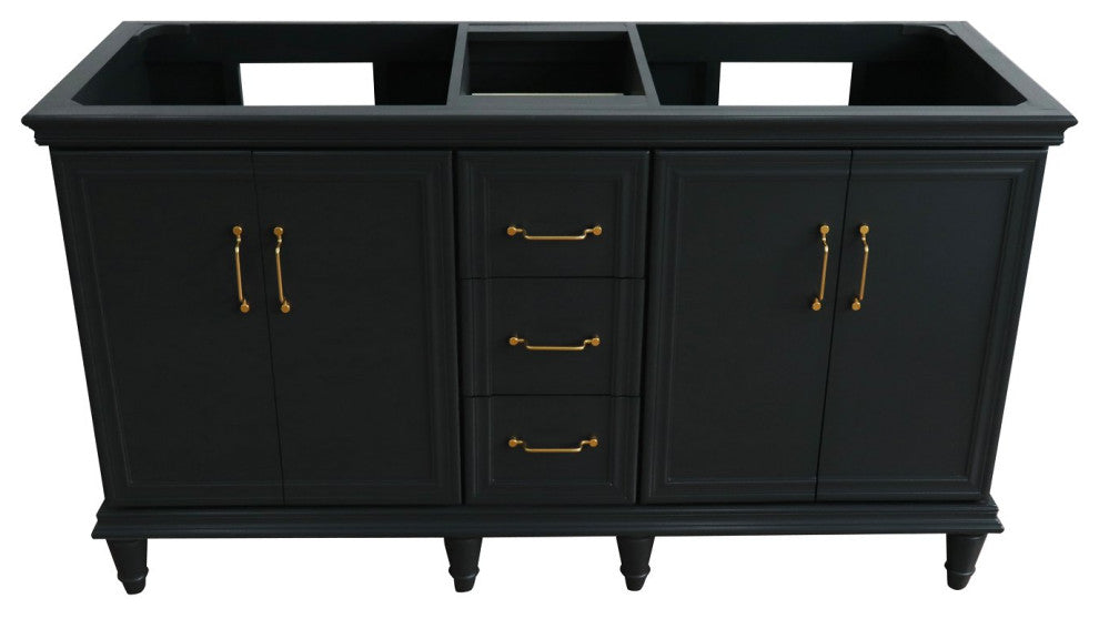 60" Double Vanity, Dark Gray Finish, Cabinet Only