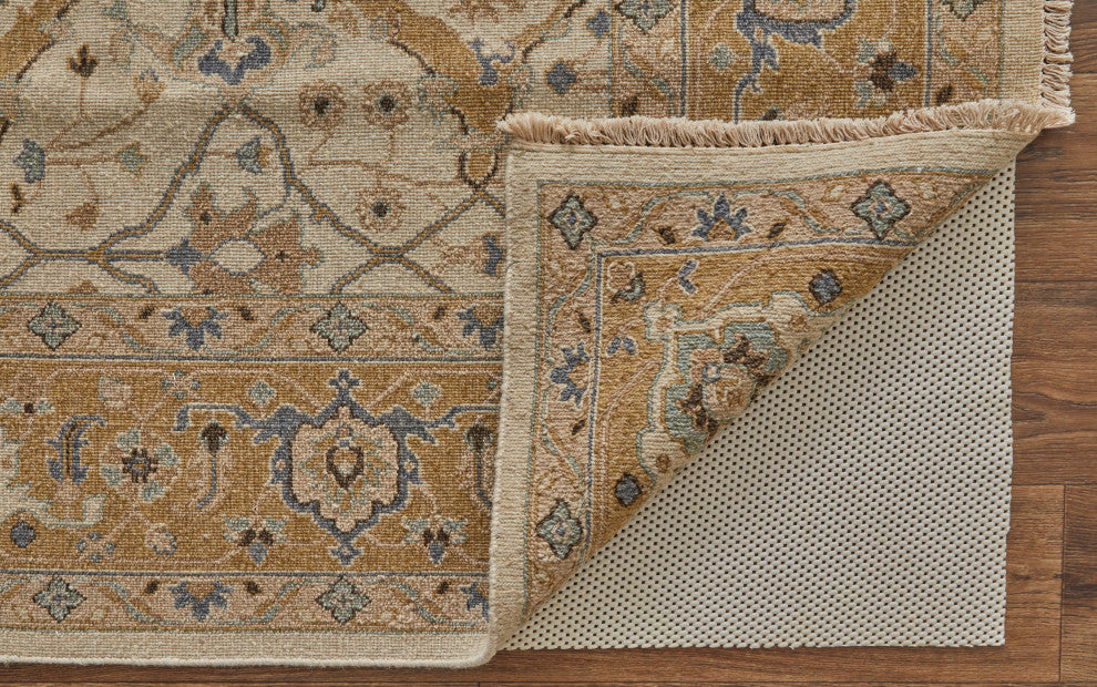 Aleska Traditional Oriental, Ivory/Gold, 2'6"x12' Runner