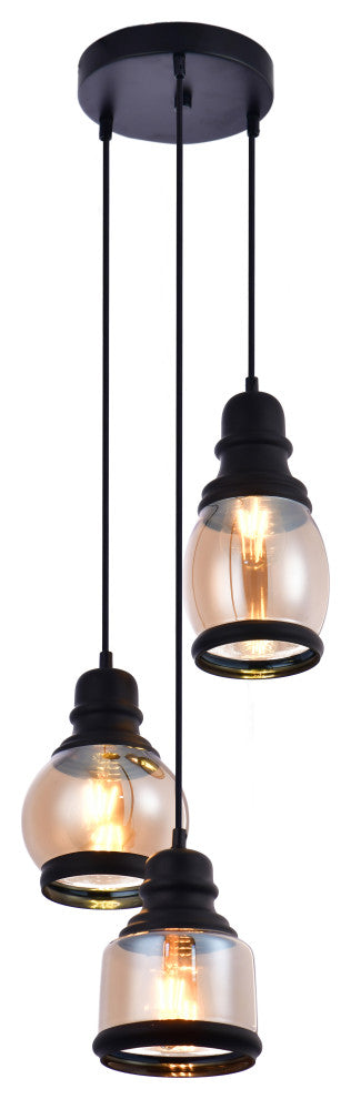 Lazzur Vaige 3 Light 13" Matte Black Pendant